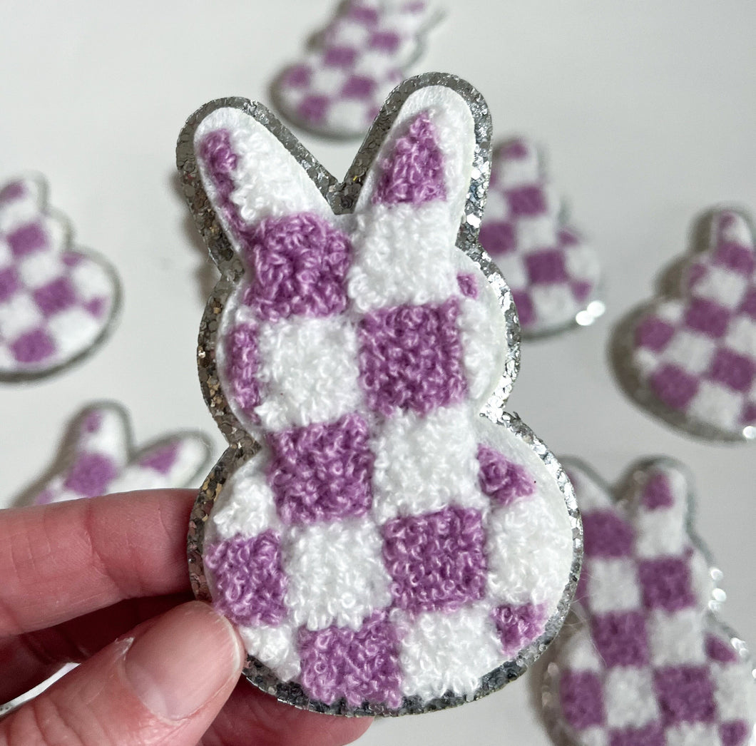 Purple/White Bunny Check Patch (add on)