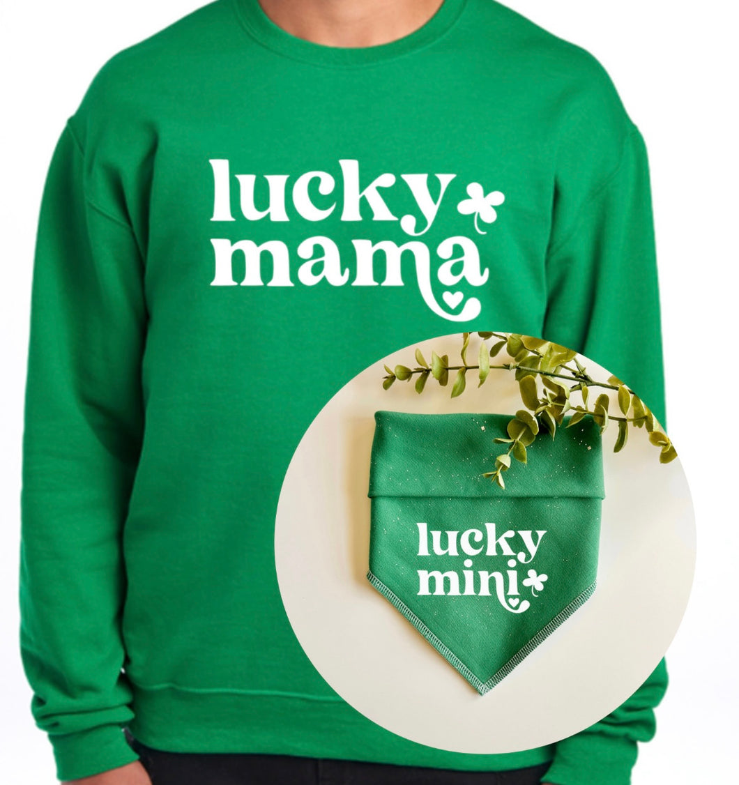 LUCKY MAMA/MINI CREW & BANDANA SET