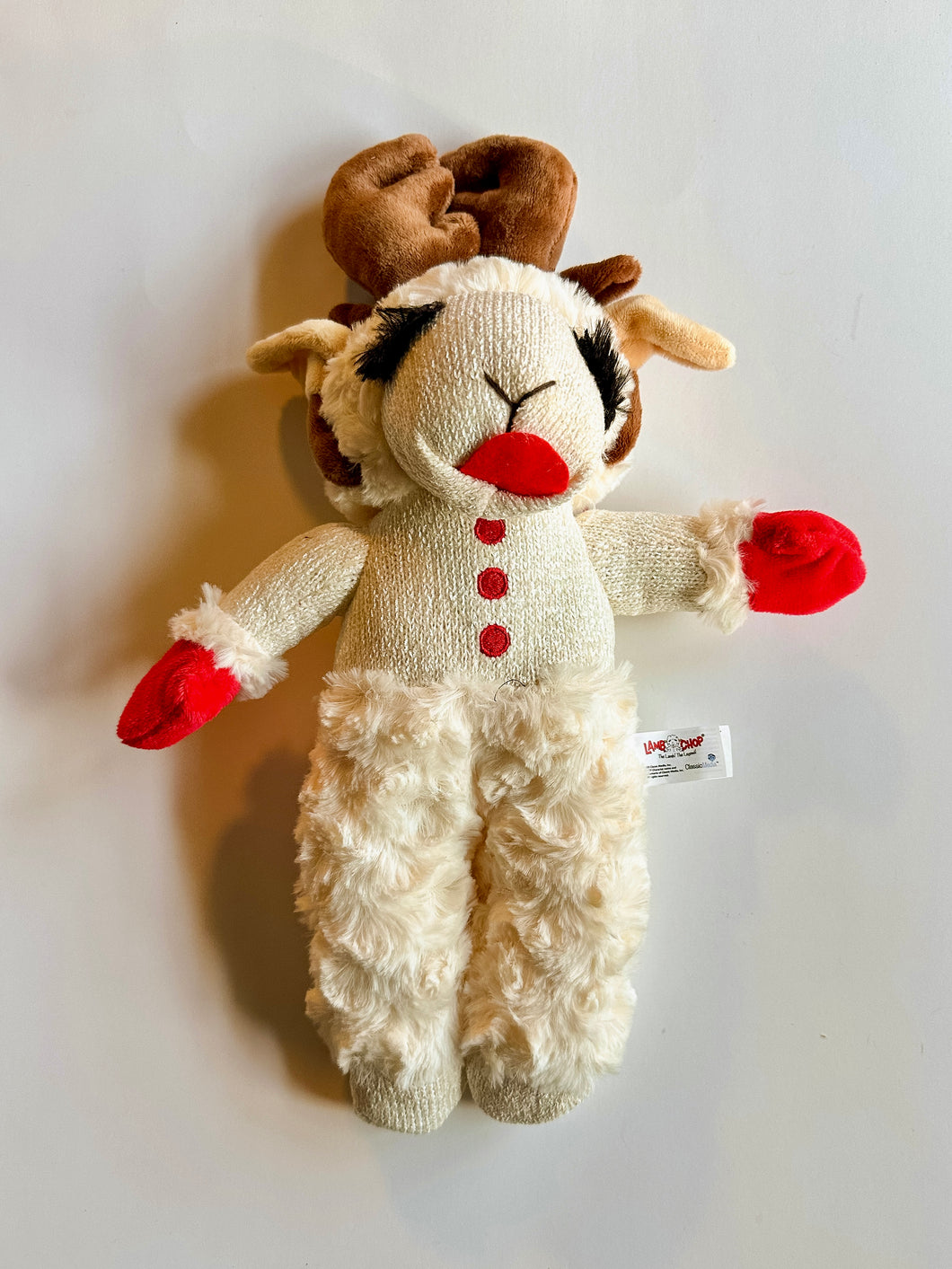 Standing Lamb Chop Dog Toy with Antlers