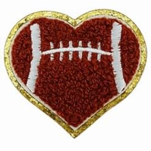 Chenille Heart Football Patch (add on)